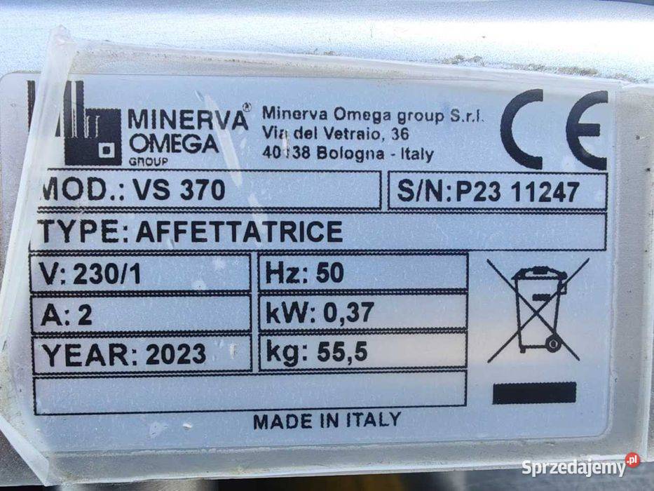 Krajalnica Omega VS 370 do wędlin sera mięsa Made in Italy - obrazek 7