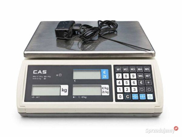 Waga sklepowa CAS ER PLUS 15 kg - kalkulacyjna, zasilacz, gastronomia